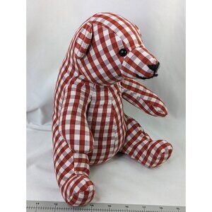 Tisca Tiara Textile Plaid Bear Plush Red 10 Inch Stuffed Animal Toy